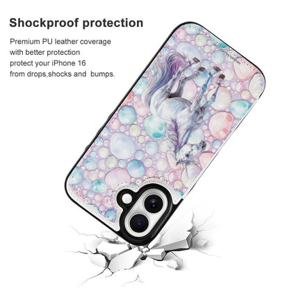 Unicorn, iPhone 16 Faux Leather Wallet Case