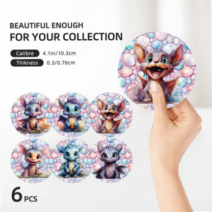 Cute Baby Dragons, Round Ceramic Coasters Set of 6