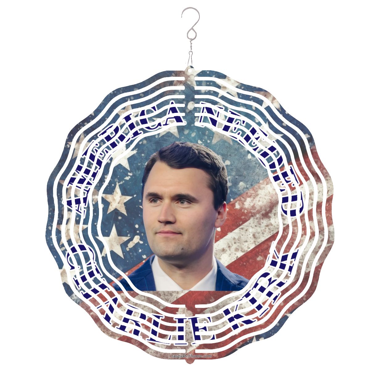 Charlie Kirk, US Made Hanging Metal 3D Wind Spinner, Ornament