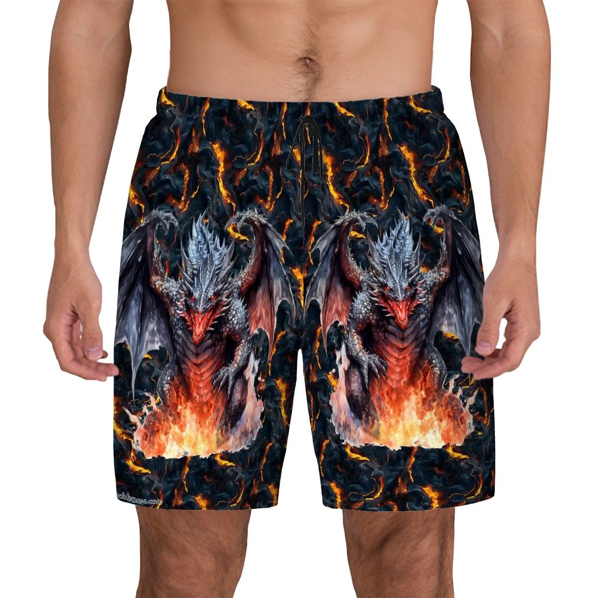 Fire Dragon, Men Beach Shorts / Swim trunks with 4 Pockets