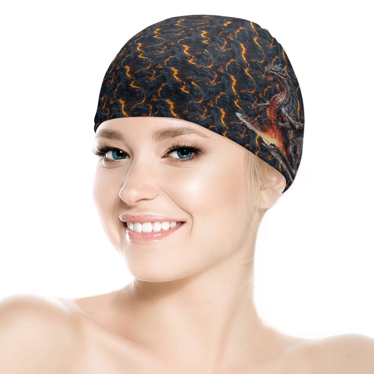 Fire Dragon, Adult Swimming Cap
