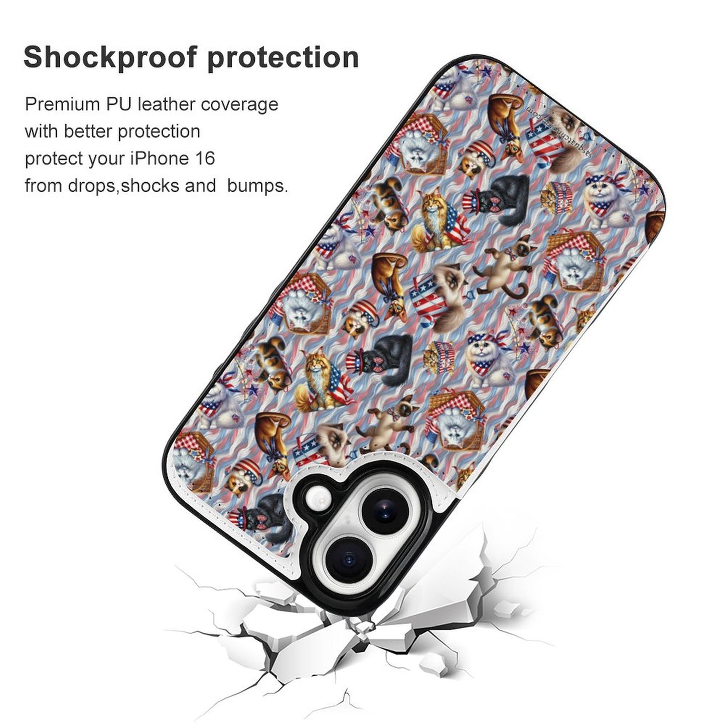 8 Patriot Designs, iPhone 16 Faux Leather Wallet Case