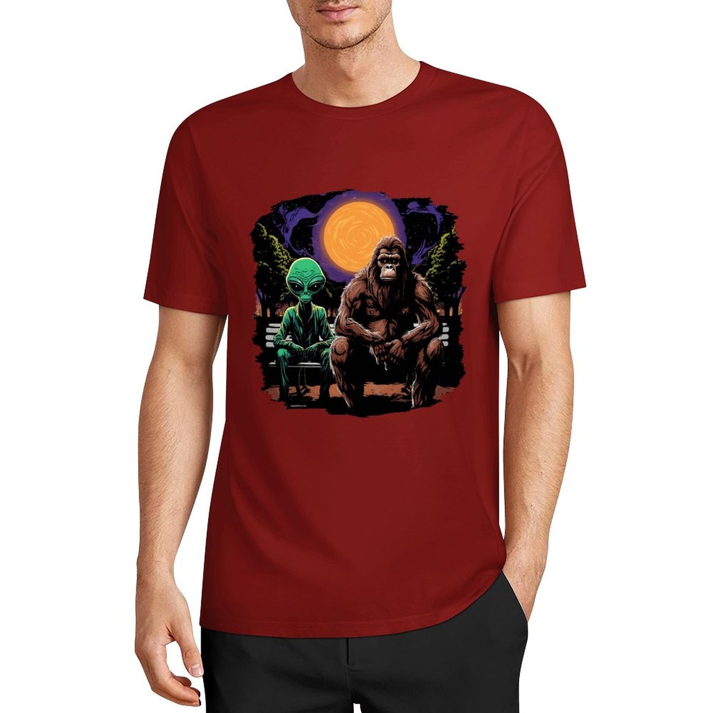 Bigfoot - Sasquatch & Alien Short Sleeve Cotton T-Shirt