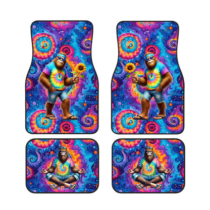 Hippie Bigfoot / Sasquatch, 4 Piece Auto Floor Mats