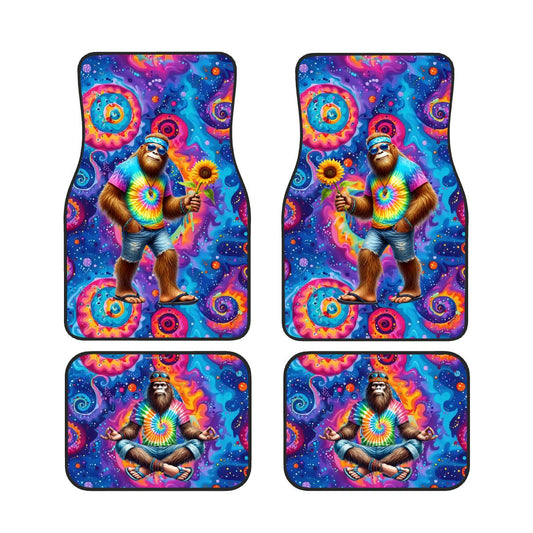 Hippie Bigfoot / Sasquatch, 4 Piece Auto Floor Mats