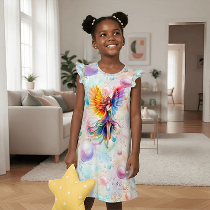 Rainbow Fairy Girl's Flutter Sleeve Nightgown