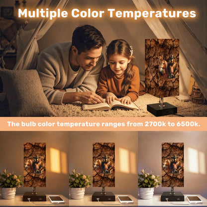 Bigfoot / Sasquatch Cowboy, Square Table Lamp with USB Ports, Charger