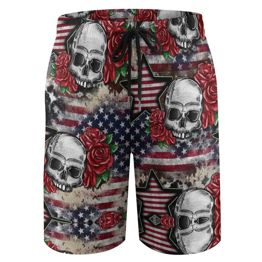 Skulls N Roses on Flags, Children’s Beach Pants, Swim Shorts