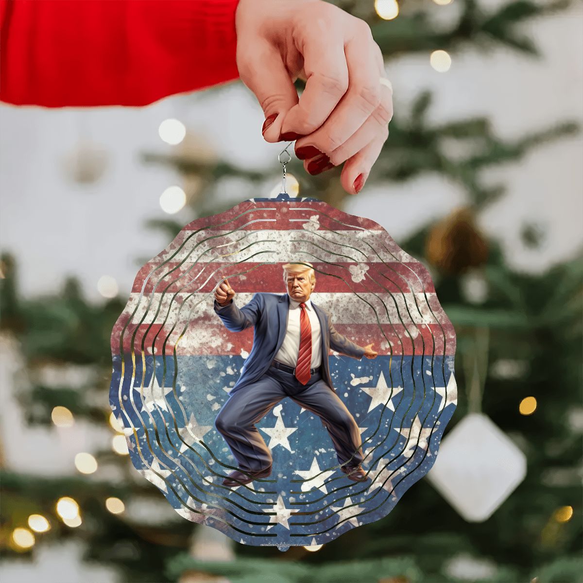 Donald Trump Dance, US Made Hanging Metal 3D Wind Spinner, Ornament