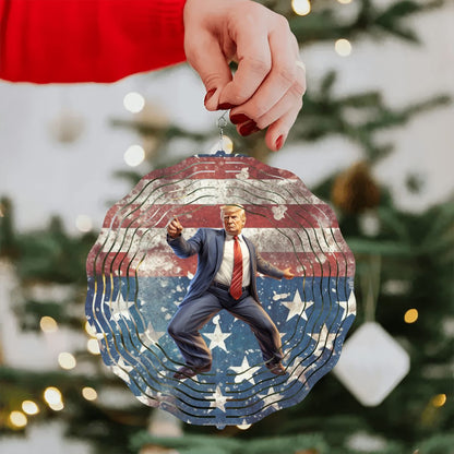 Donald Trump Dance, US Made Hanging Metal 3D Wind Spinner, Ornament