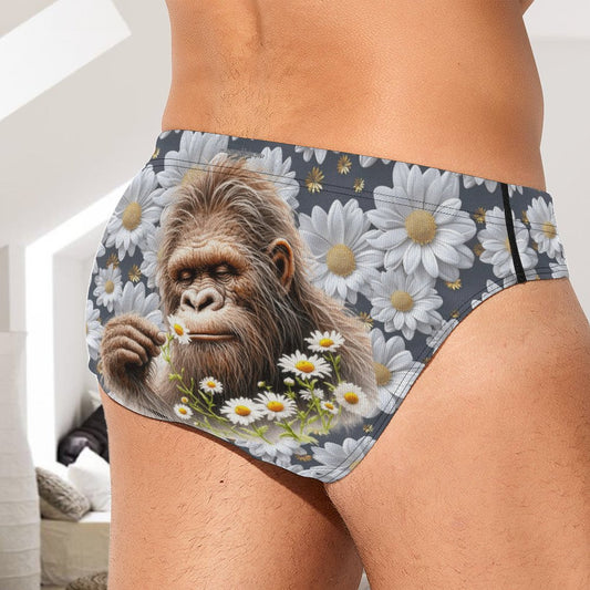 Bigfoot / Sasquatch & Daisies, Men’s Silk Briefs Underwear
