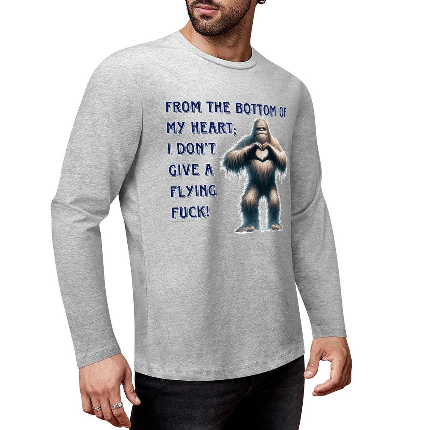 Bigfoot / Sasquatch, "From the bottom of my heart...", Cotton Unisex Long Sleeve T-shirt