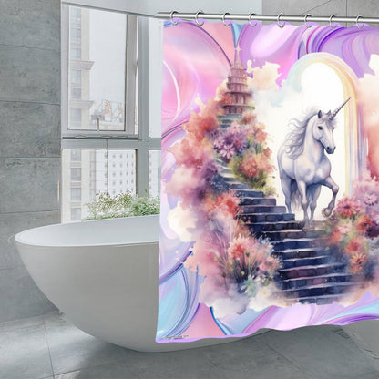 Unicorn Fantasy, Waterproof Polyester Shower Curtain – Made in the USA – 70.8x70.8”