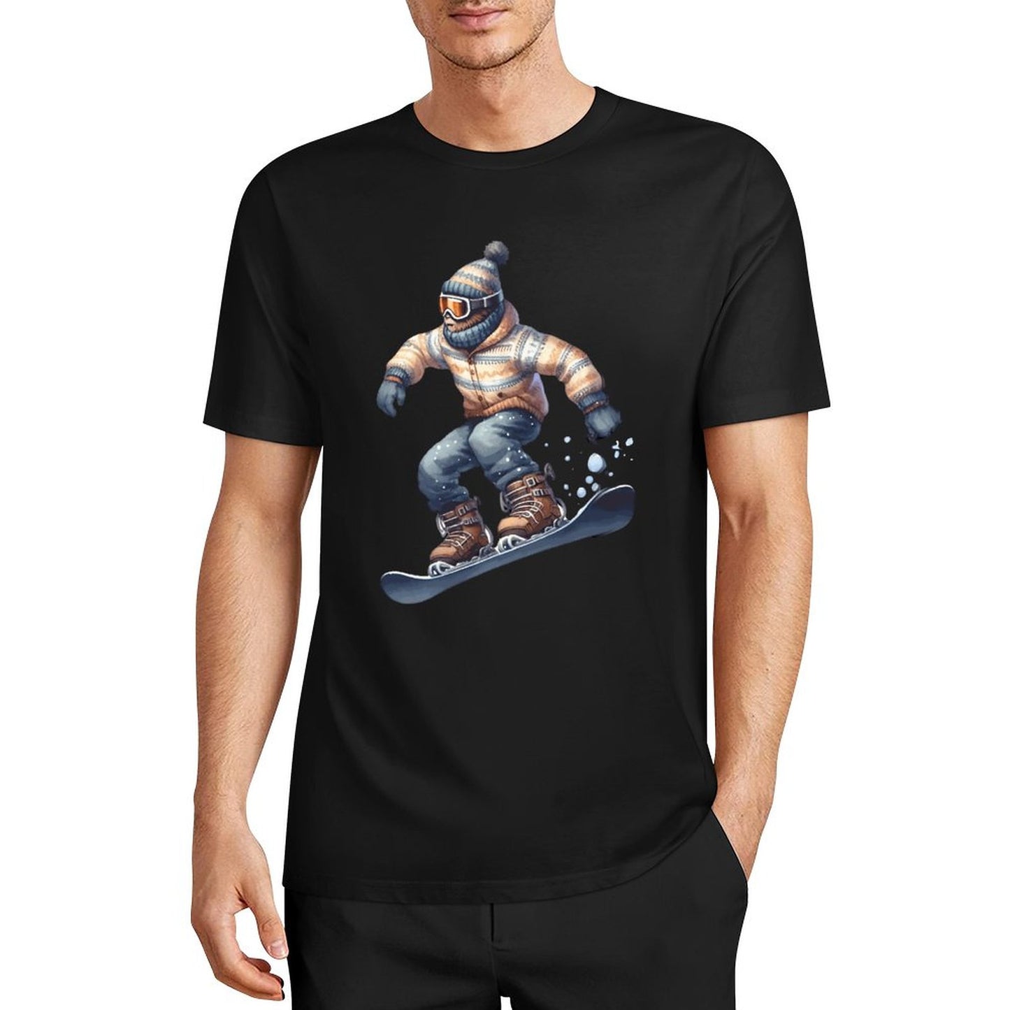 Bigfoot - Sasquatch Snowboarding Short Sleeve Cotton T-Shirt