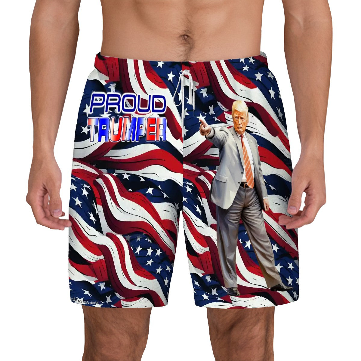 Don Trump "Proud MAGA" Men Beach Shorts / Swim trunks with 4 Pockets
