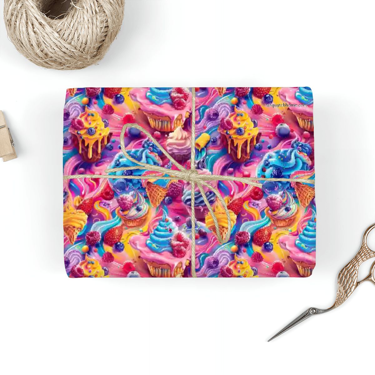 Psychedelic Cupcakes,3 Pack Gift Wrapping Paper Sheets