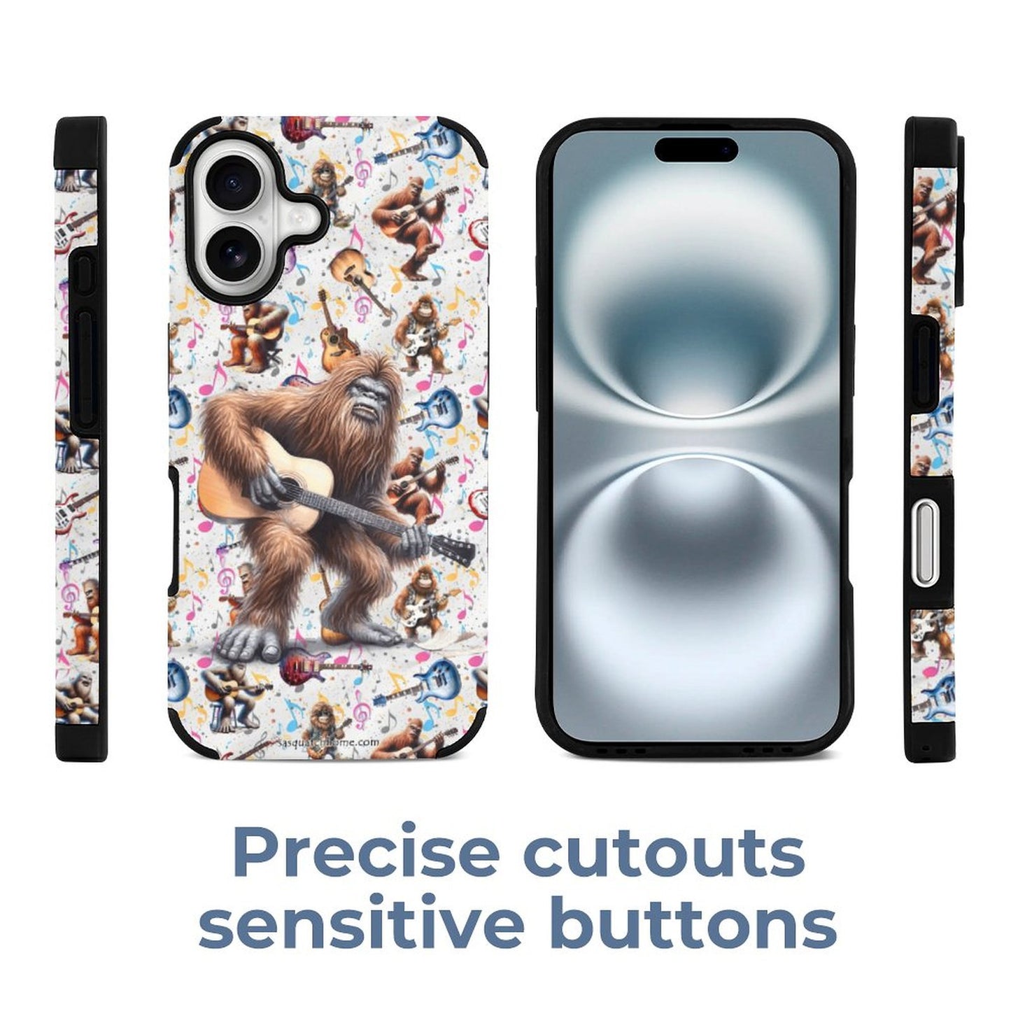 Bigfoot / Sasquatch Playing Guitar, Microfiber iPhone 16 Cases