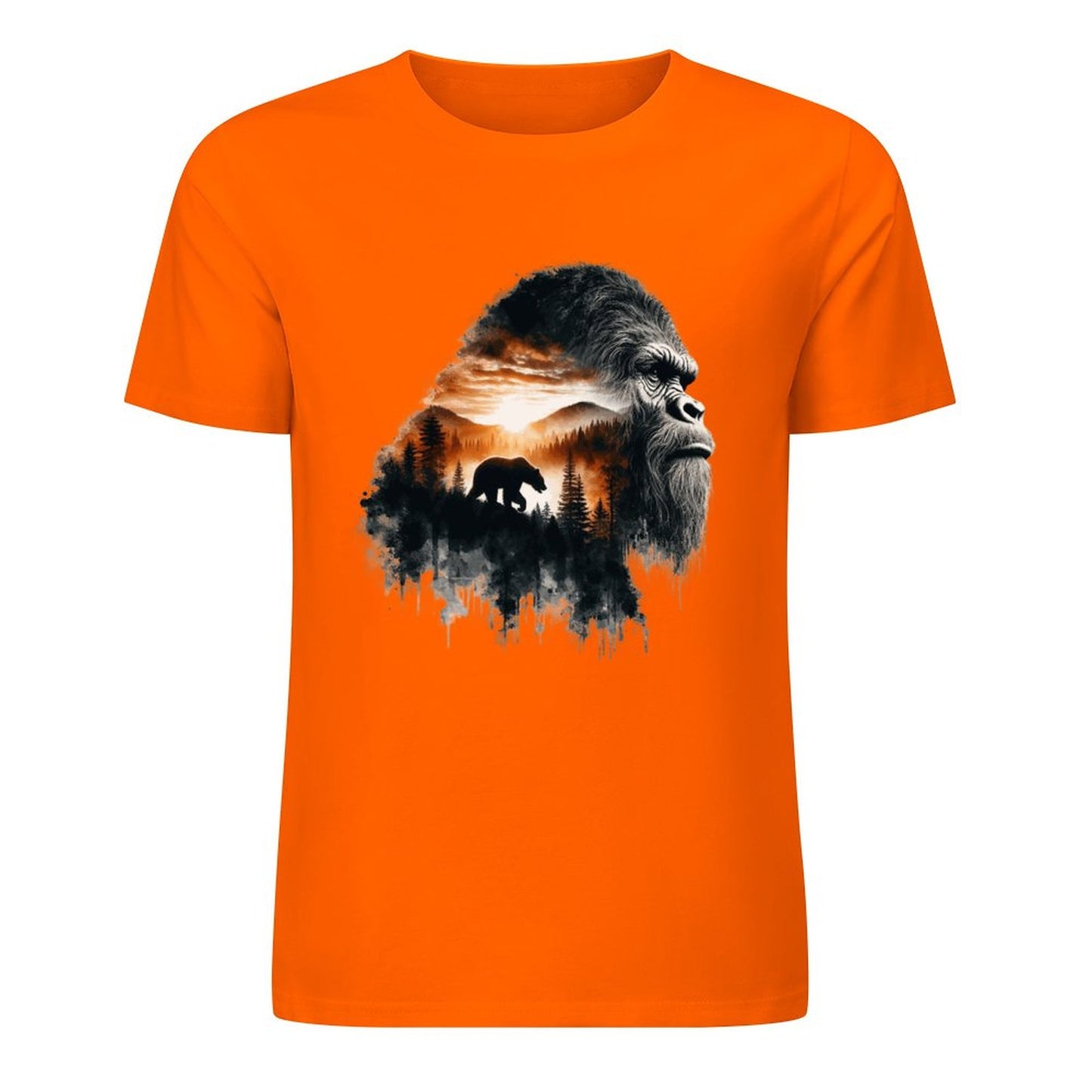 Bigfoot - Sasquatch Scenery Short Sleeve Cotton T-Shirt