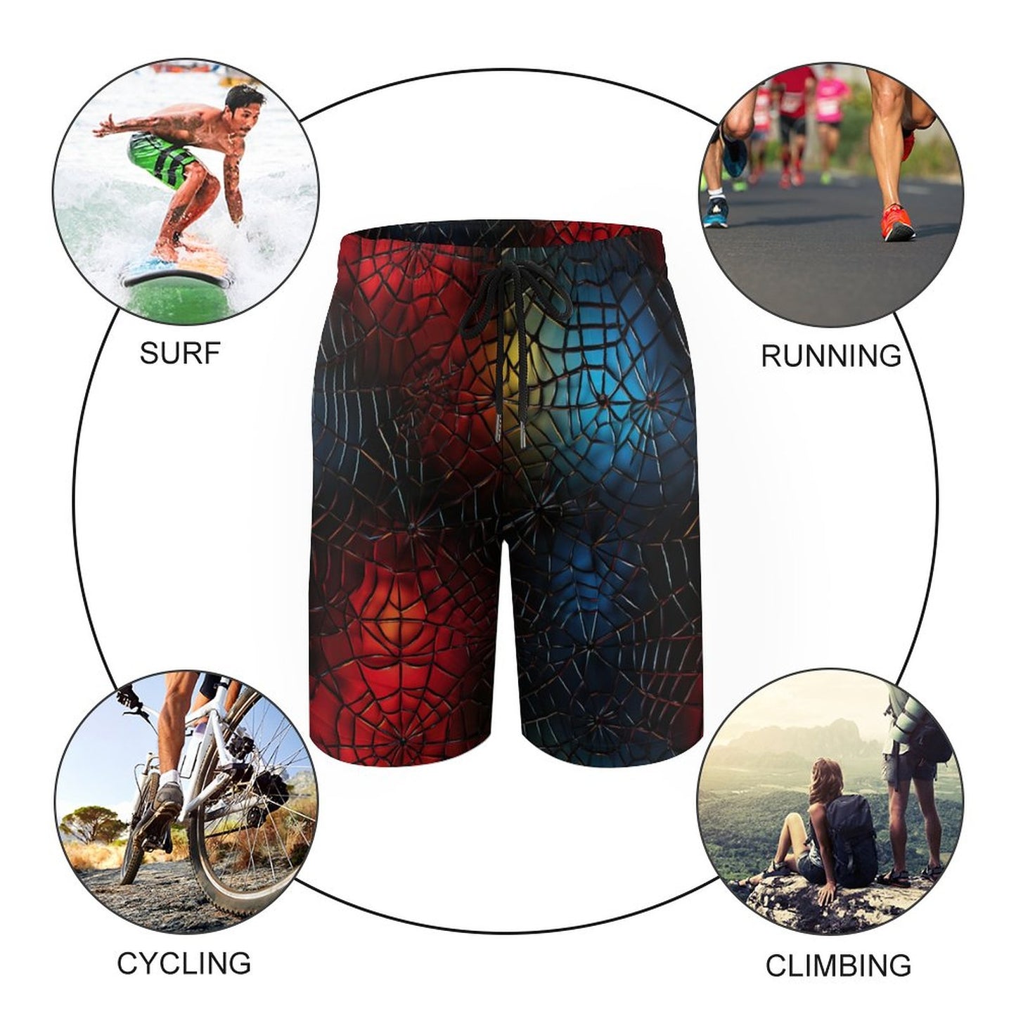 Colorful Spider Webs. Children’s Beach Pants, Swim Shorts
