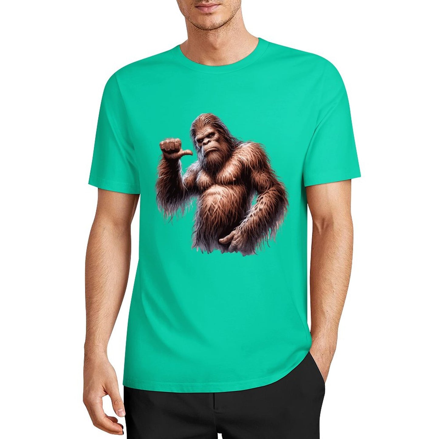 Bigfoot - Sasquatch Pointing at self Short Sleeve Cotton T-Shirt