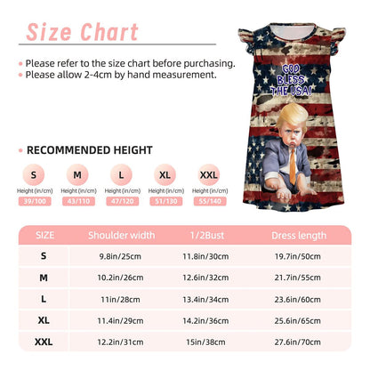 Baby Donald Trump "God bless..", Girl's Flutter Sleeve Nightgown