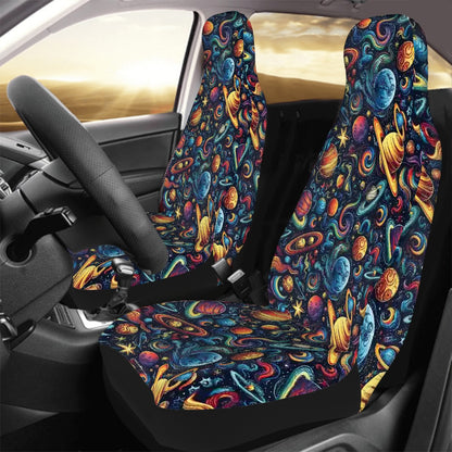 12 Galaxy / Outer Space Design, Set of 2 Front Auto Seat Cover
