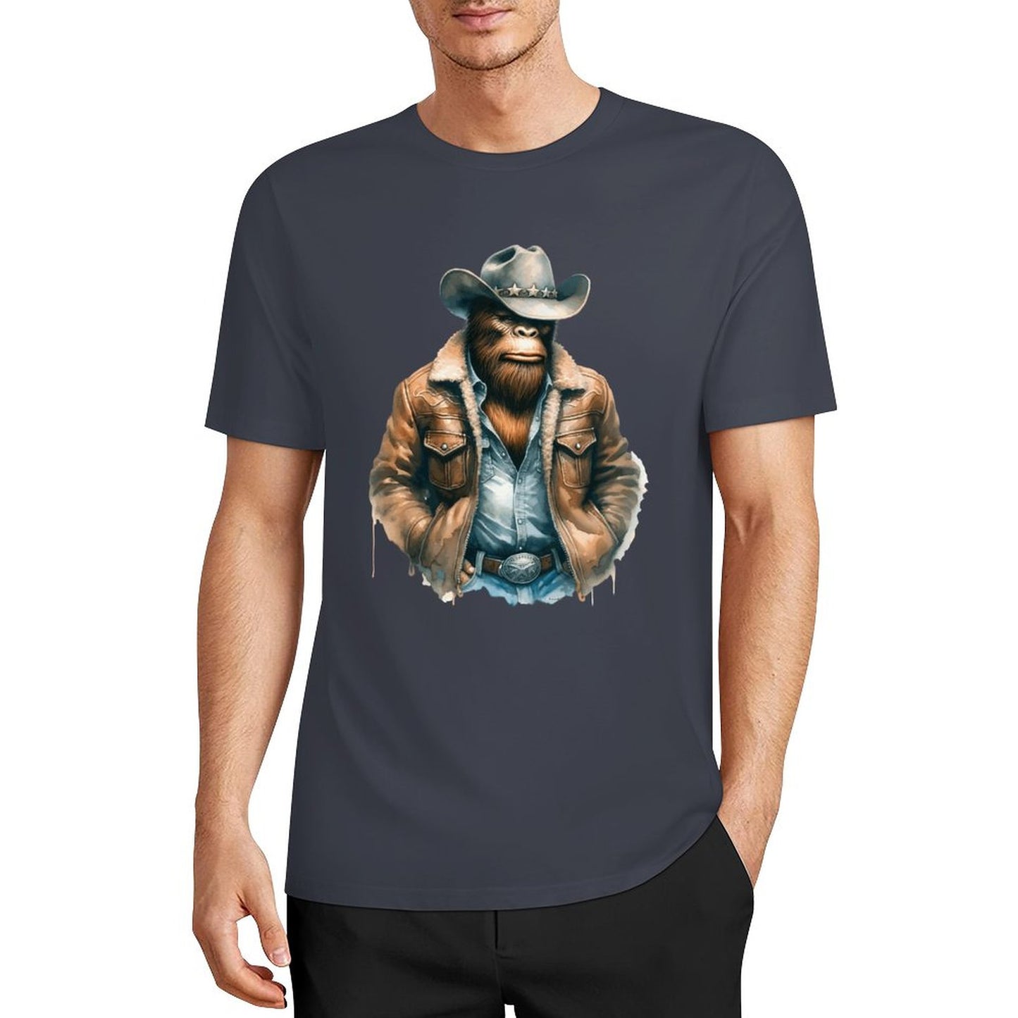 Bigfoot - Sasquatch Cowboy Short Sleeve Cotton T-Shirt