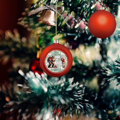 Sasquatch argue Woman, Christmas Ball Ornament, Tree Decoration, Holiday Décor