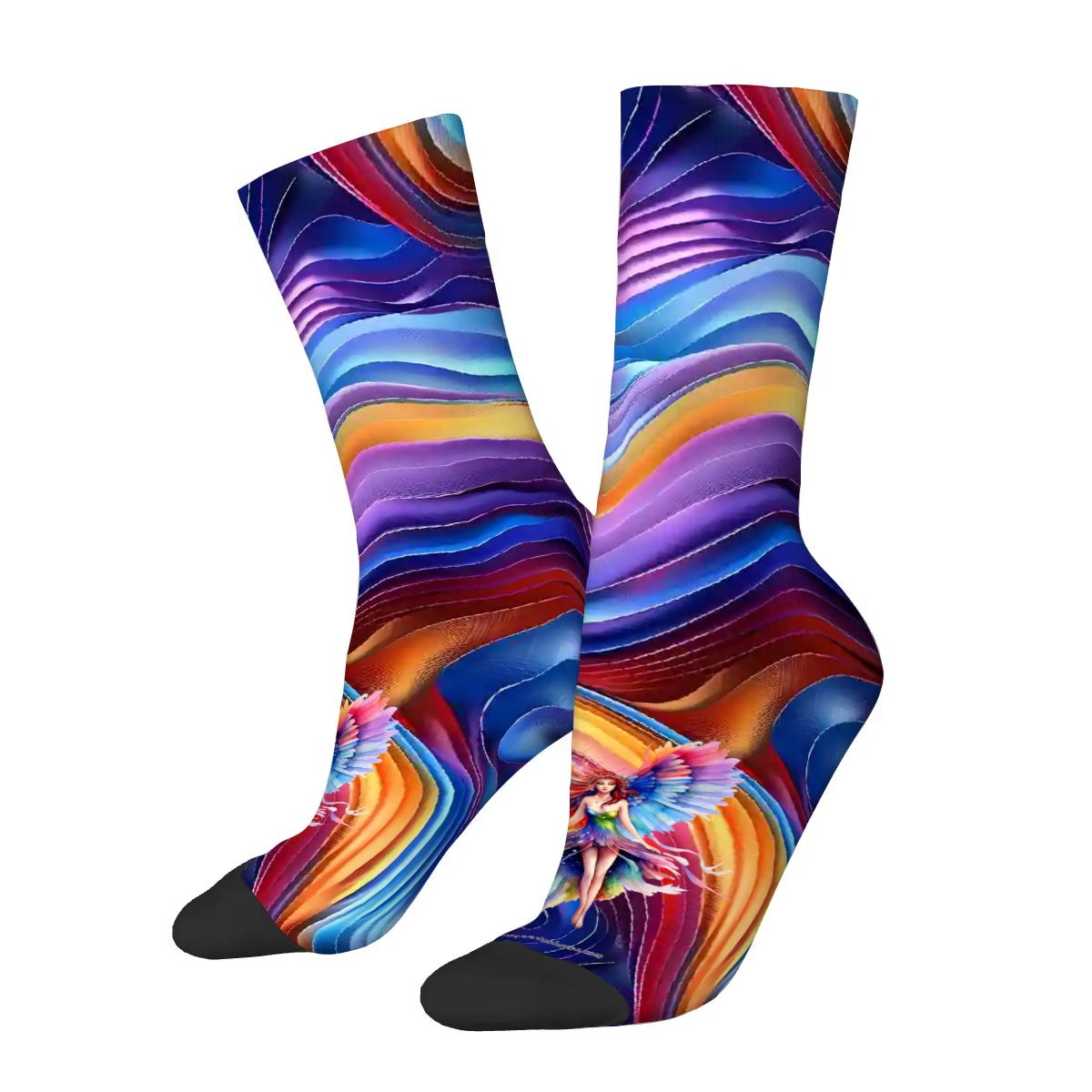 Fairy on Rainbow Design, Polyester Crew Socks