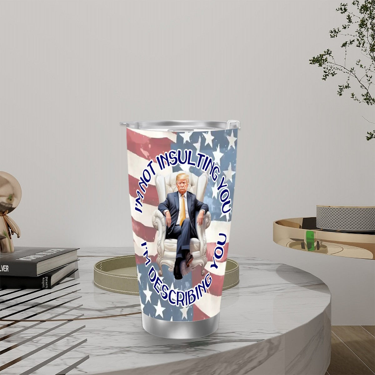 Donald Trump, 20 oz Travel Coffee Mug w/ Straw & Brush Options