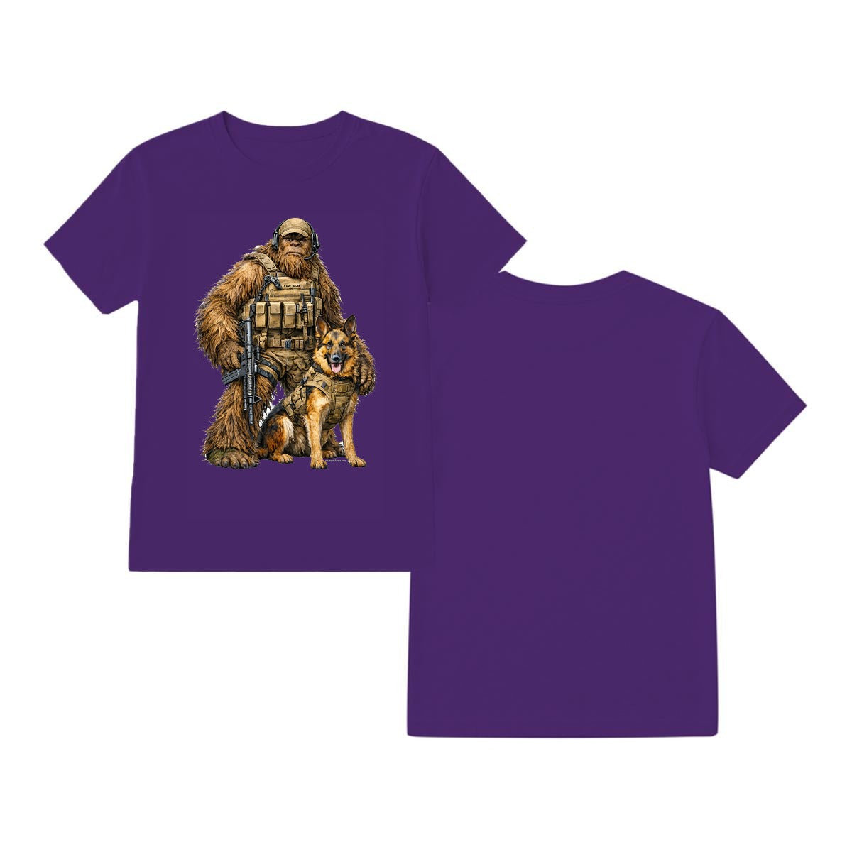 Bigfoot Sasquatch Soldier & Dog, Gildan 5000 T-Shirt