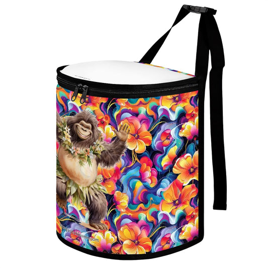 Hawaiian Dancing Bigfoot / Sasquatch, Bucket-Shaped Car Trash Bag, Tiki