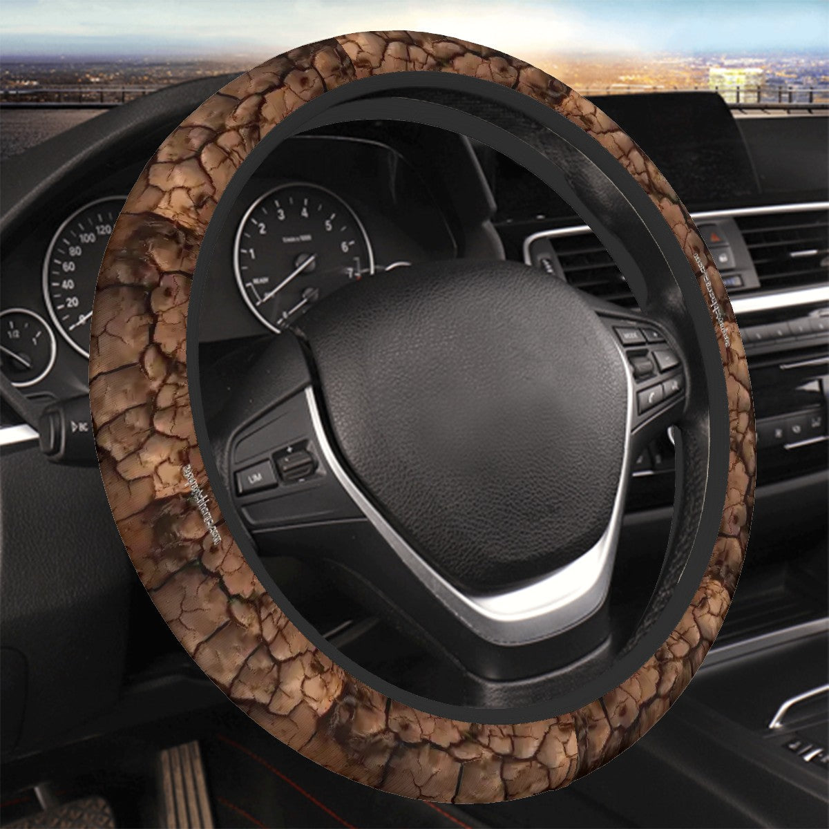 Parched Soil, Rugged Auto Steering Wheel Cover - 15"