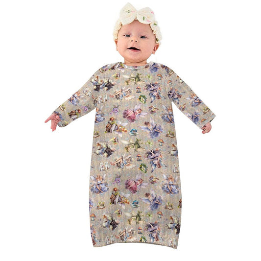 6 Fairy Designs, Baby Long Sleeve Faux Cotton Sleeper Gown