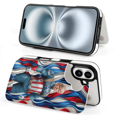 Ct America Donald Trump, iPhone 16 Faux Leather Wallet Case