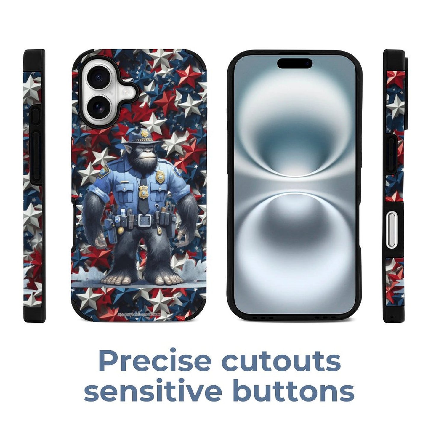 Bigfoot / Sasquatch Police Officer, Microfiber iPhone 16 Cases