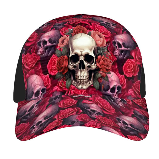 Skulls on Roses, Baseball Cap, Polyester Twill