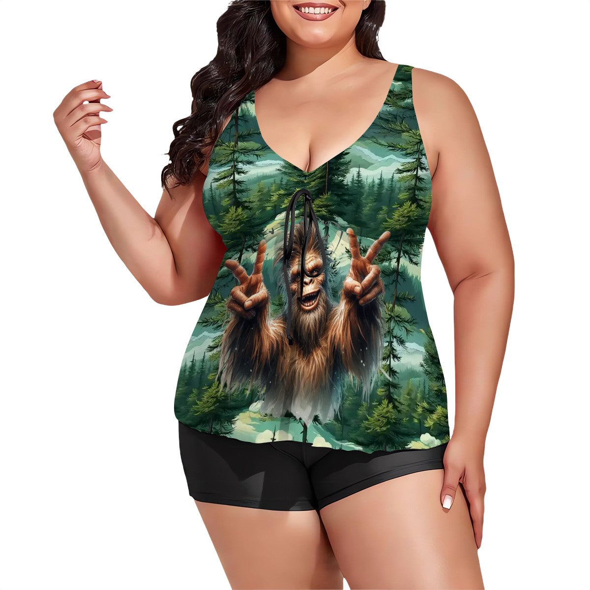 Bigfoot, Sasquatch, Plus Sized Women’s Two Piece Tankini Swimsuit