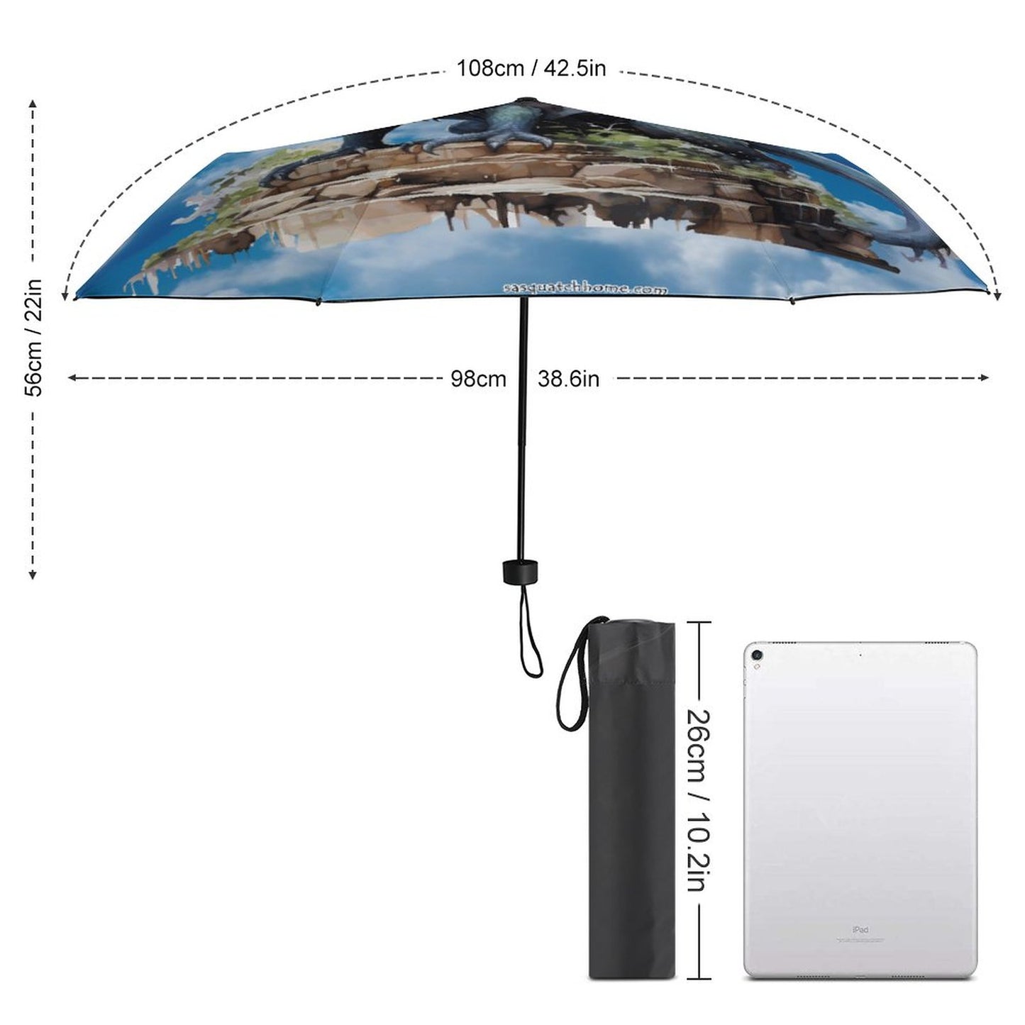 Manual Triple Folding Umbrella with Pattern Outside ZYS02-8K