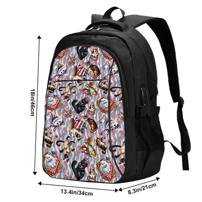 8 Patriot Designs, Large Capacity, Oxford Travel, Laptop Bag with USB Charger