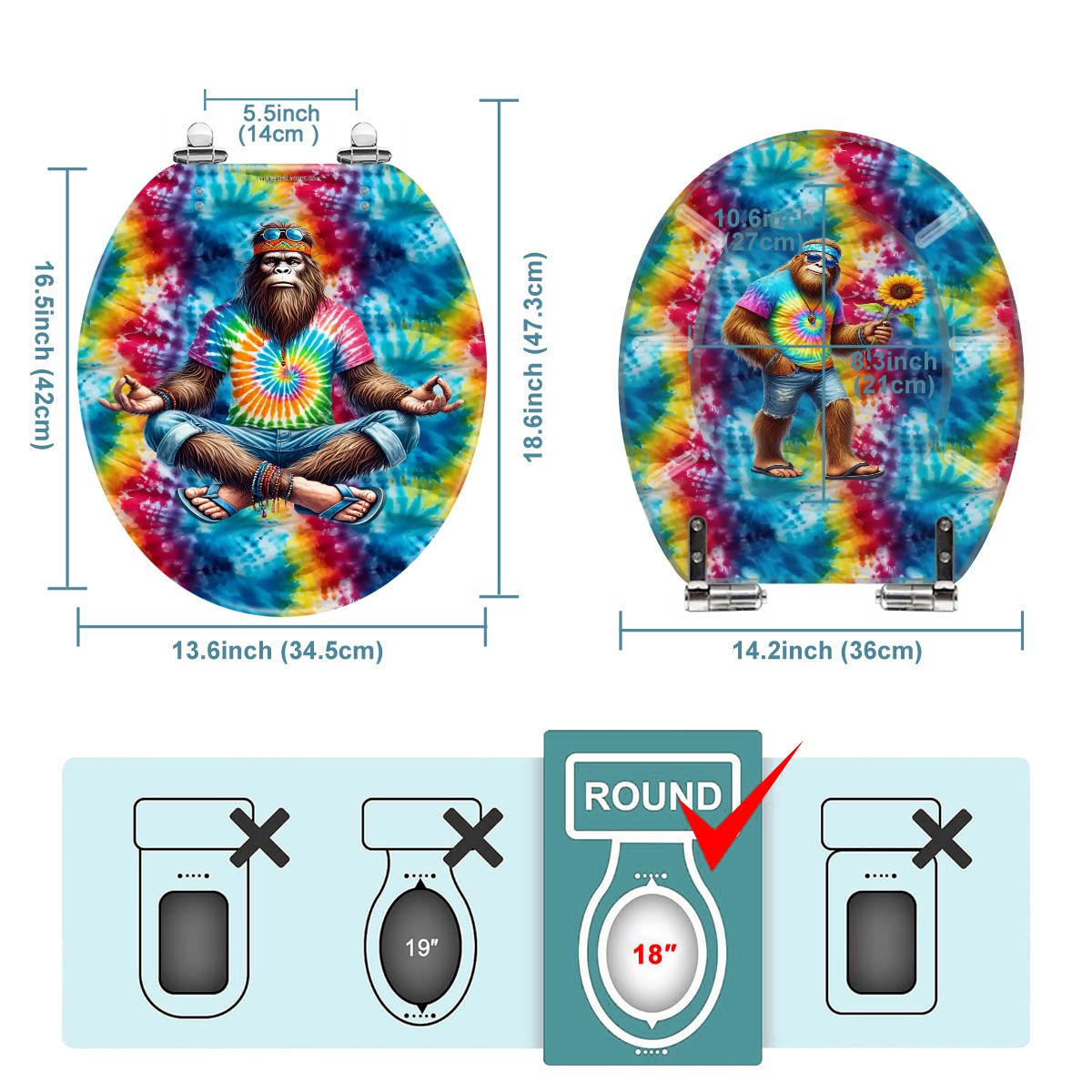 Hippie Bigfoot / Sasquatch Universal Toilet Seat
