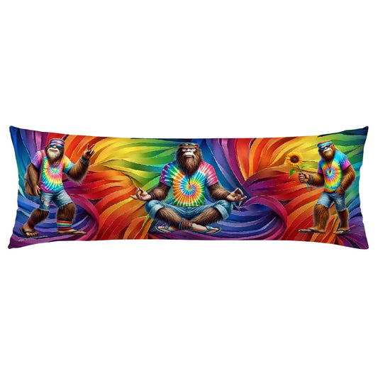 Hippie Bigfoot / Sasquatches on Tie Dye, Long Body Pillow Case