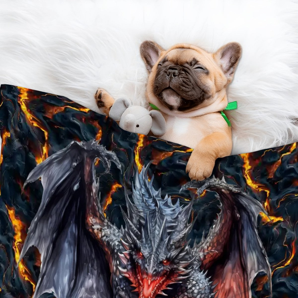 Dragon on Lava, Fluffy, Soft Dog Blanket