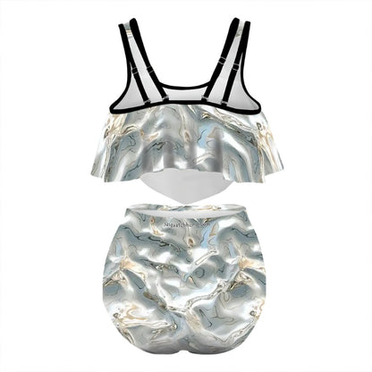 Baby Dragon, Plus Size Women Bikini Flowy, Ruffle Top Swimsuit