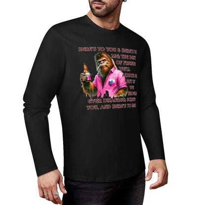 Bigfoot - Sasquatch "Here's To You..",  Cotton Unisex Long Sleeve T-shirt