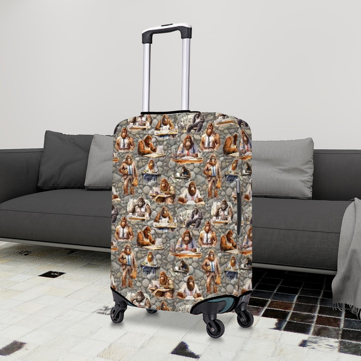 Scholar Sasquatch Bigfoot Polyester Luggage Cover / Protector (With Belt)