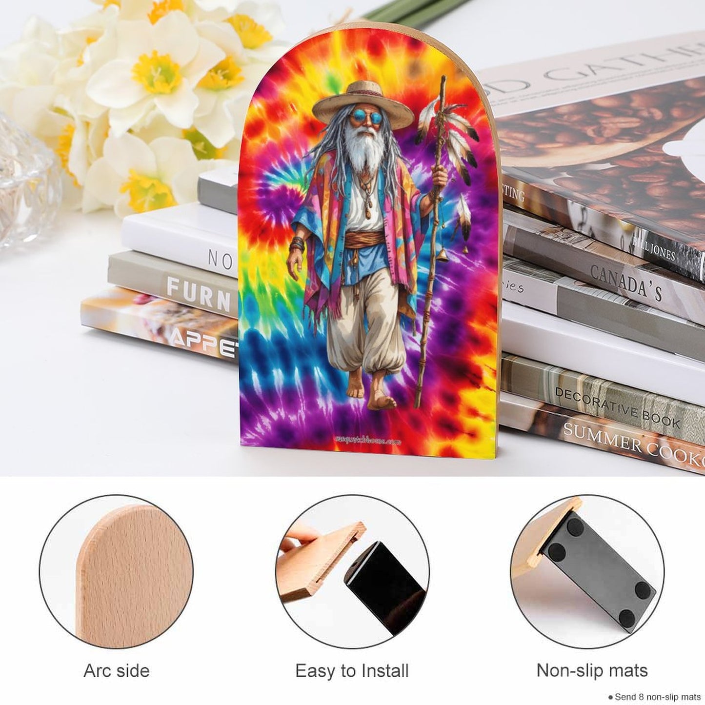 Hippie Dude, Wood Bookends