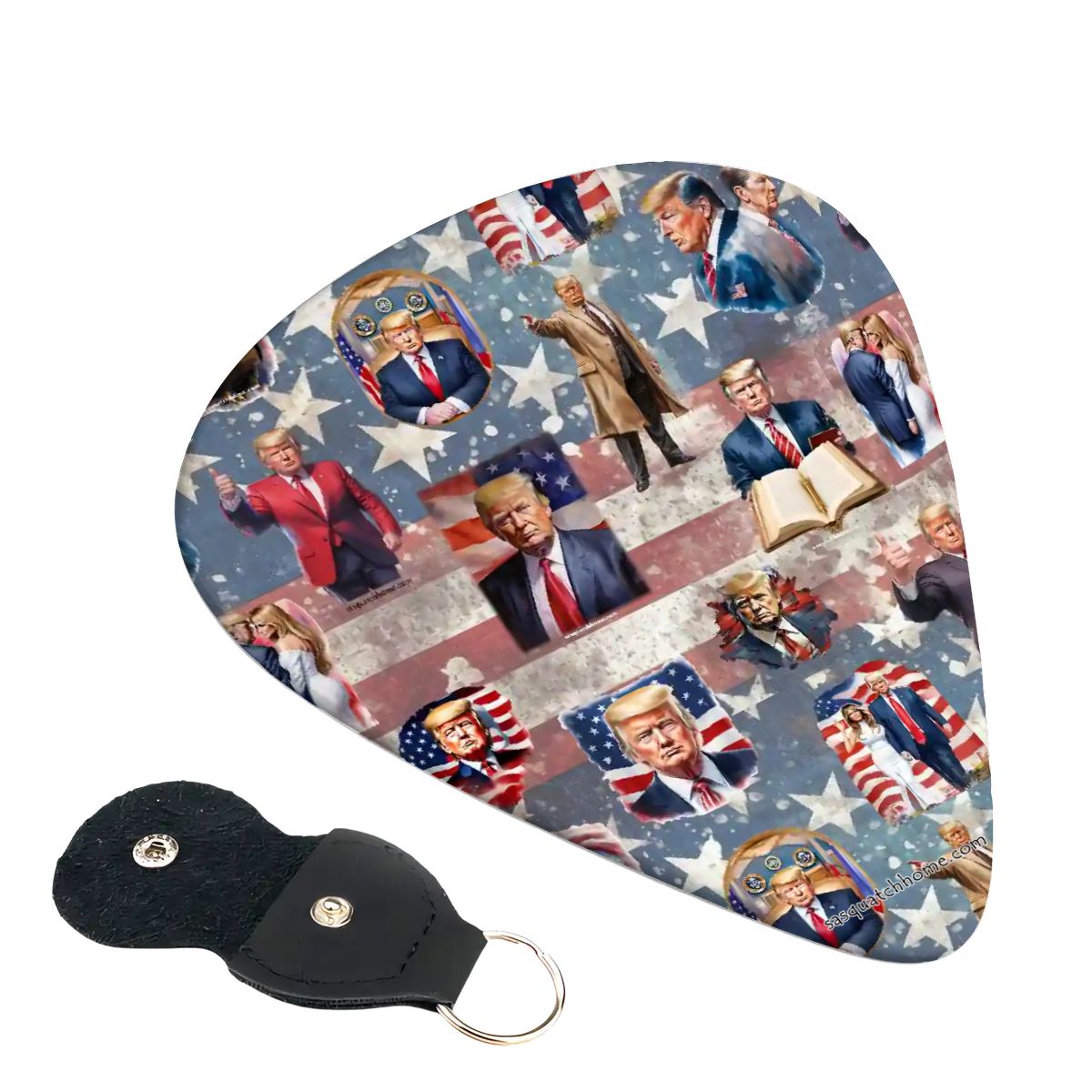 6 Guitar Picks with Keychain Snap Case - 20 Donald Trump Designs – 3 Thicknesses