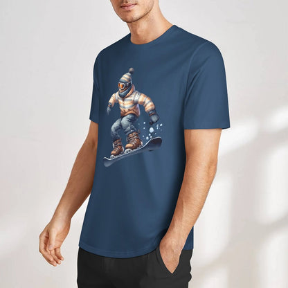 Bigfoot - Sasquatch Snowboarding Short Sleeve Cotton T-Shirt