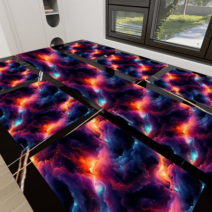 12 Galaxy / Outer Space Designs, Table Runner Placemat Set 7 Pieces